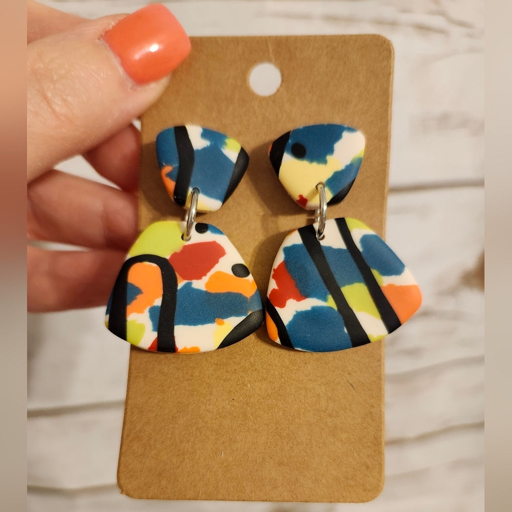 Multi-Color Geometric Earrings Handmade